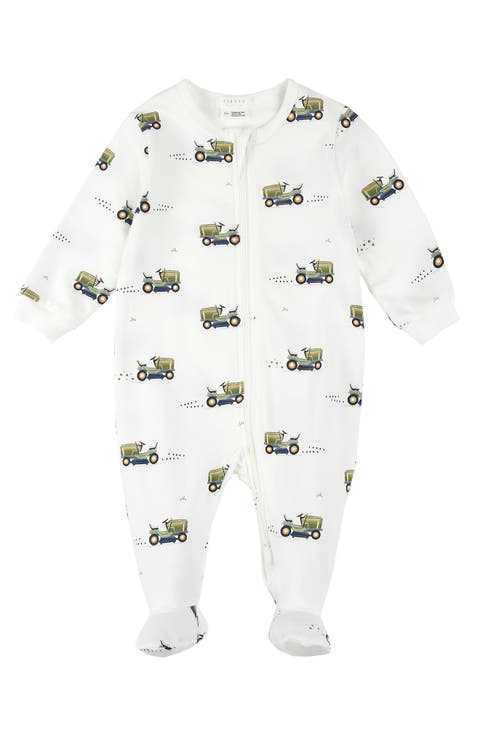 Lawnmower Print Cotton One-Piece Footed Pajamas (Baby)