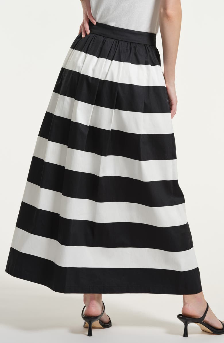 Isaac Mizrahi New York Wide Stripe Stretch Cotton Maxi Skirt, Alternate, color, Black/ White