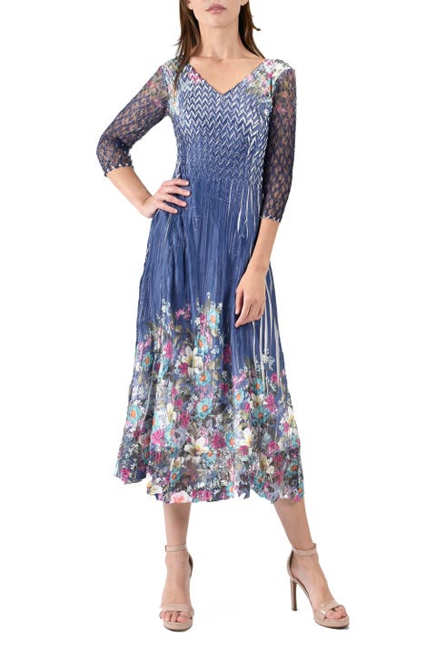 Midi Length Lace Sleeve Dress