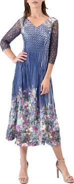 Komarov Midi Length Lace Sleeve Dress