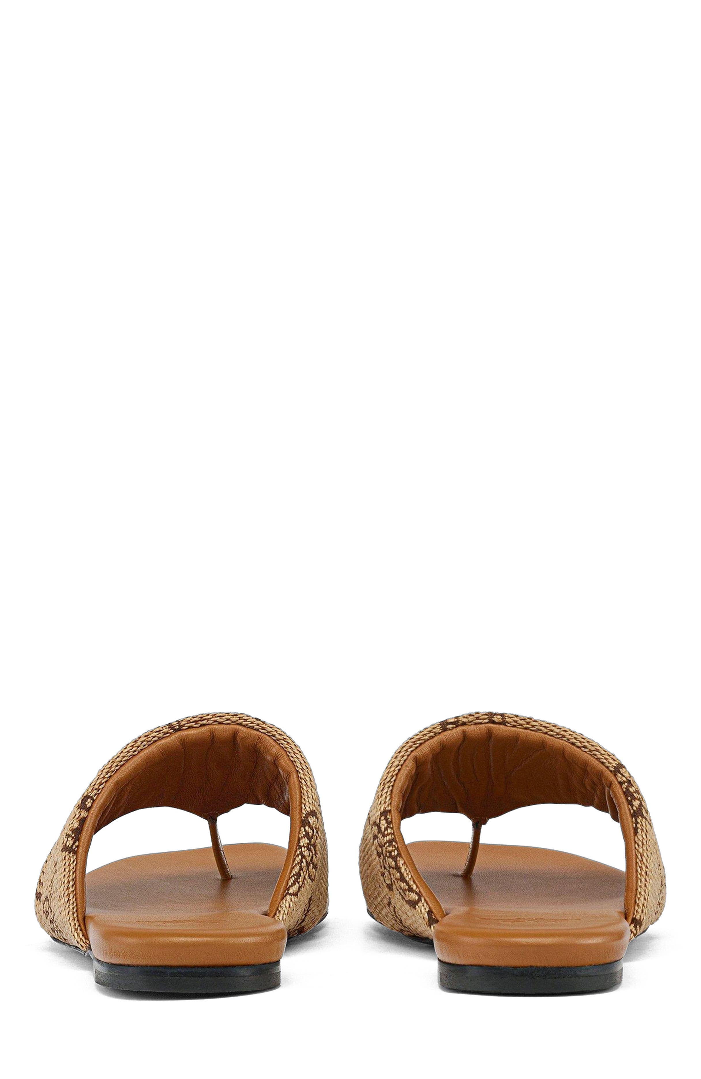 MCM Flat Sandals in Lauretos Raffia Jacquard, Alternate, color, 
