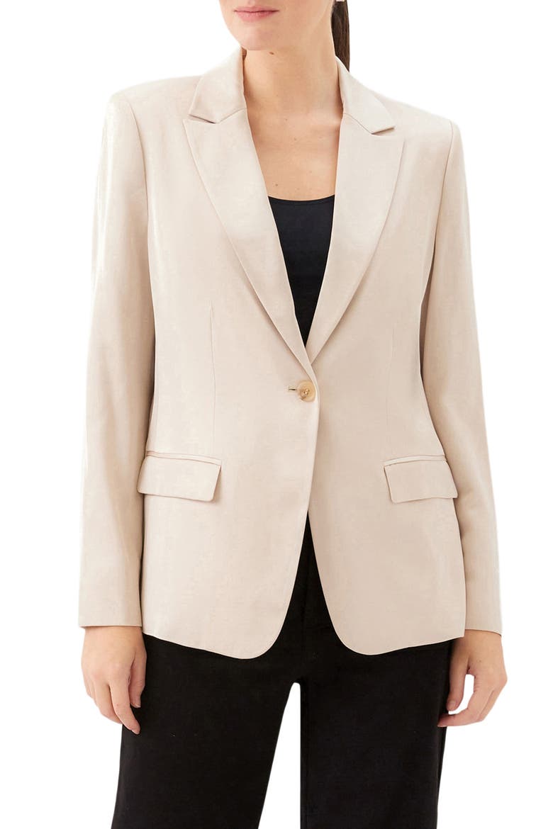 Satin Blazer, Main, color, KHAKI
