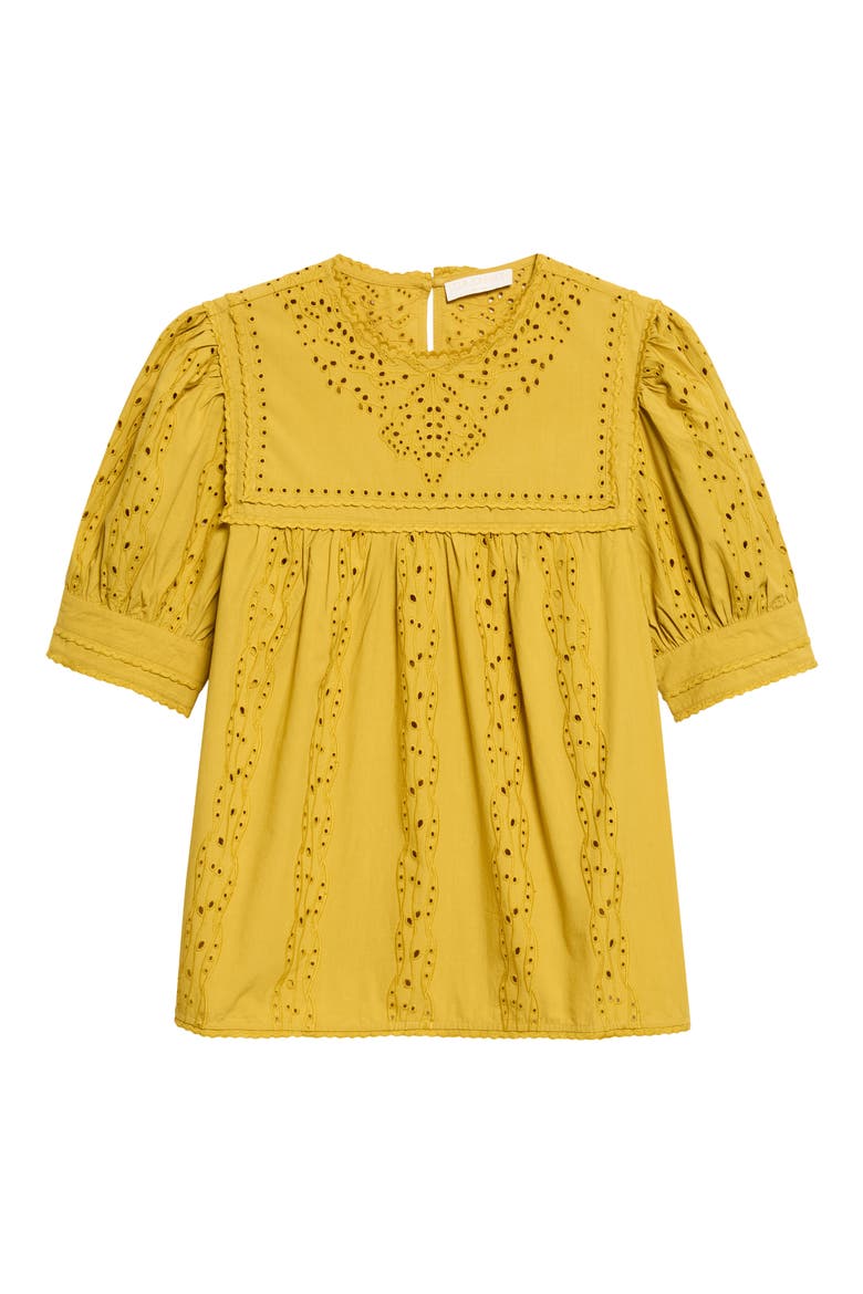 Una Eyelet Cotton Top, Main, color, CITRINE
