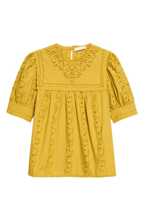 Una Eyelet Cotton Top
