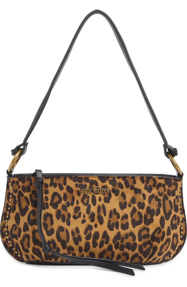 Steve Madden Stud Shoulder Bag, Main, color, Leopard Calfhair