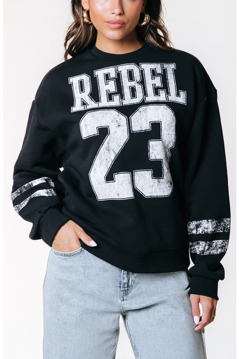 Rebel 23 Dropped Shoulder Sweat, Main, color, Black