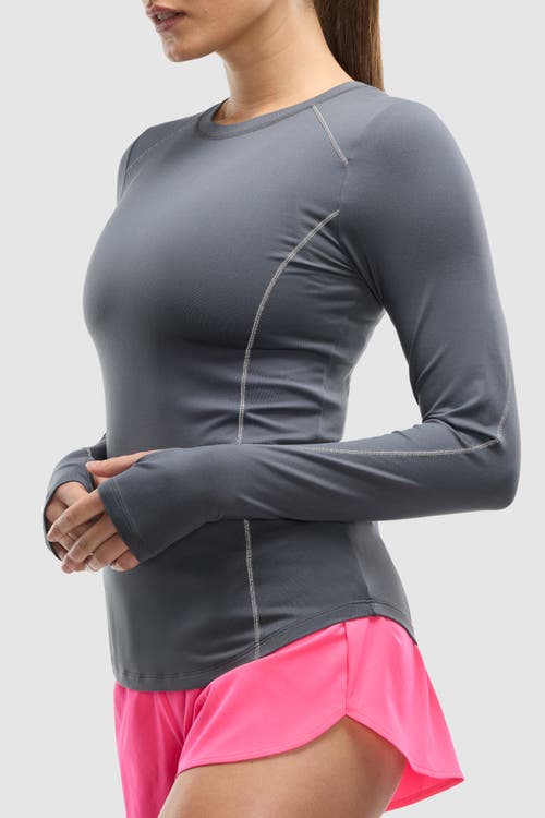 Peloton Active Brushed Jersey Long Sleeve In Gray
