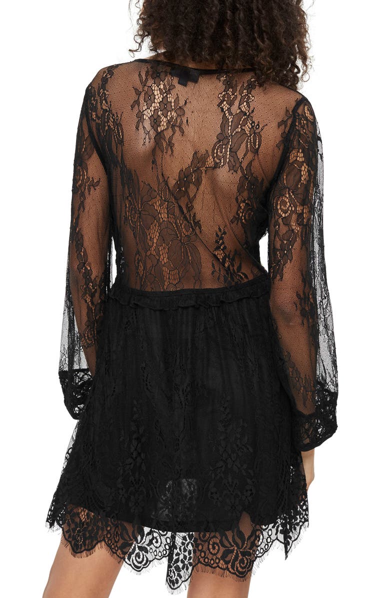 Topshop Embroidered Lace Dress, Alternate, color, Black
