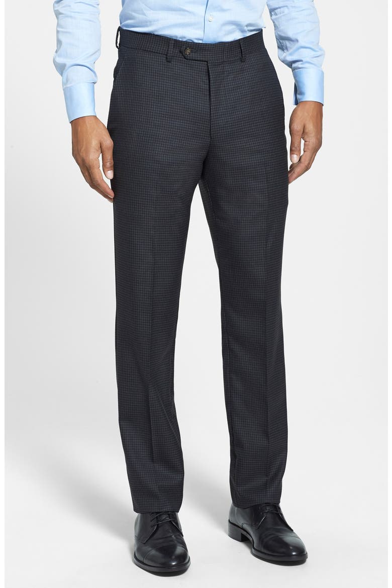 Trim Fit Check Three-Piece Suit, Alternate, color, DARK GREY