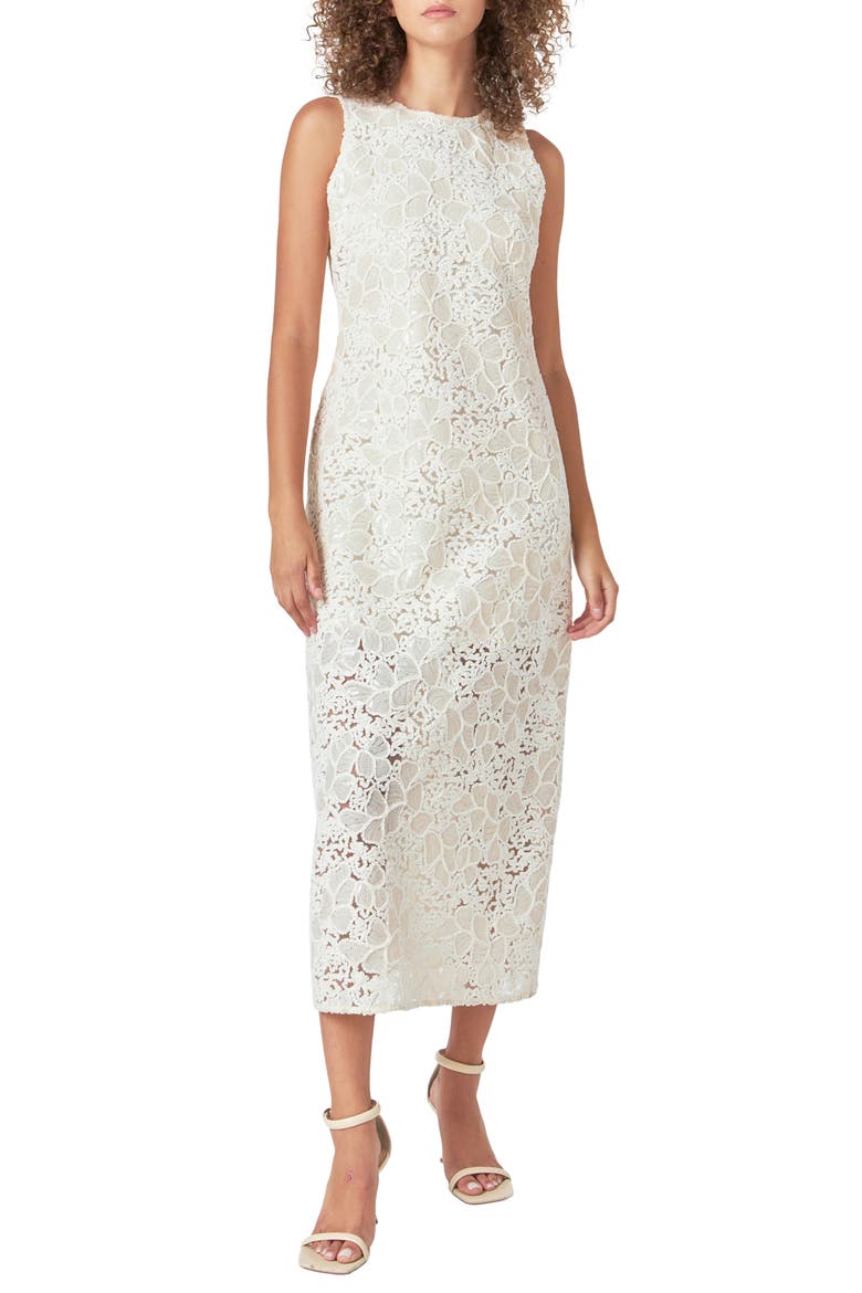 Sequin Floral Sleeveless Dress, Main, color, IVORY