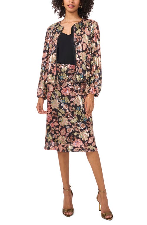 VINCE CAMUTO VINCE CAMUTO FLORAL SEQUIN BOMBER JACKET