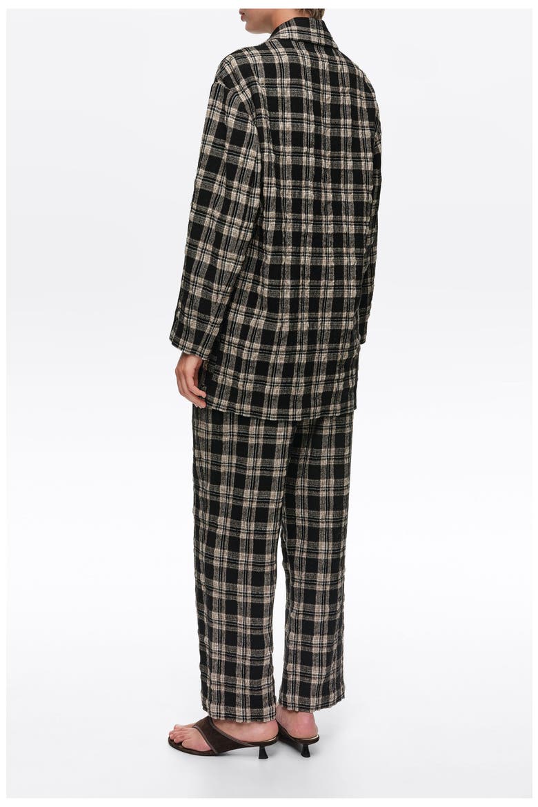 Checked Straight Tailored Wool Blazer, Alternate, color, BLACK