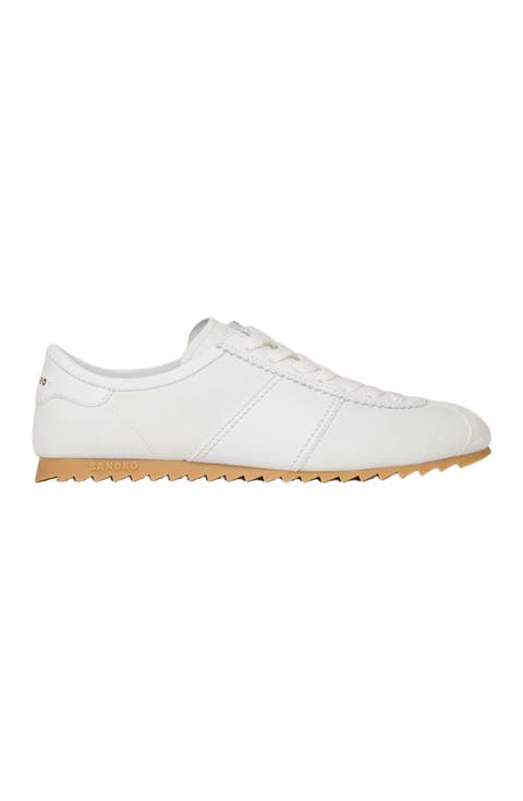 Leather and suede low-top trainers
