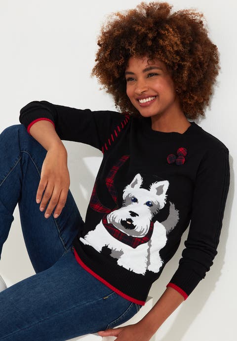 Puppy In Plaid Pullover Novelty Sweater
