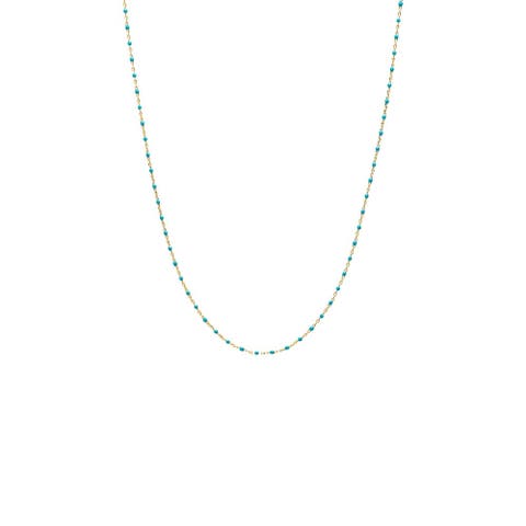 Turquoise Enamel Beaded Chain Necklace