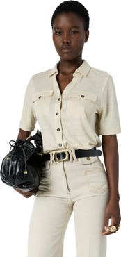 GERARD DAREL Moana Open Collar Linen Shirt