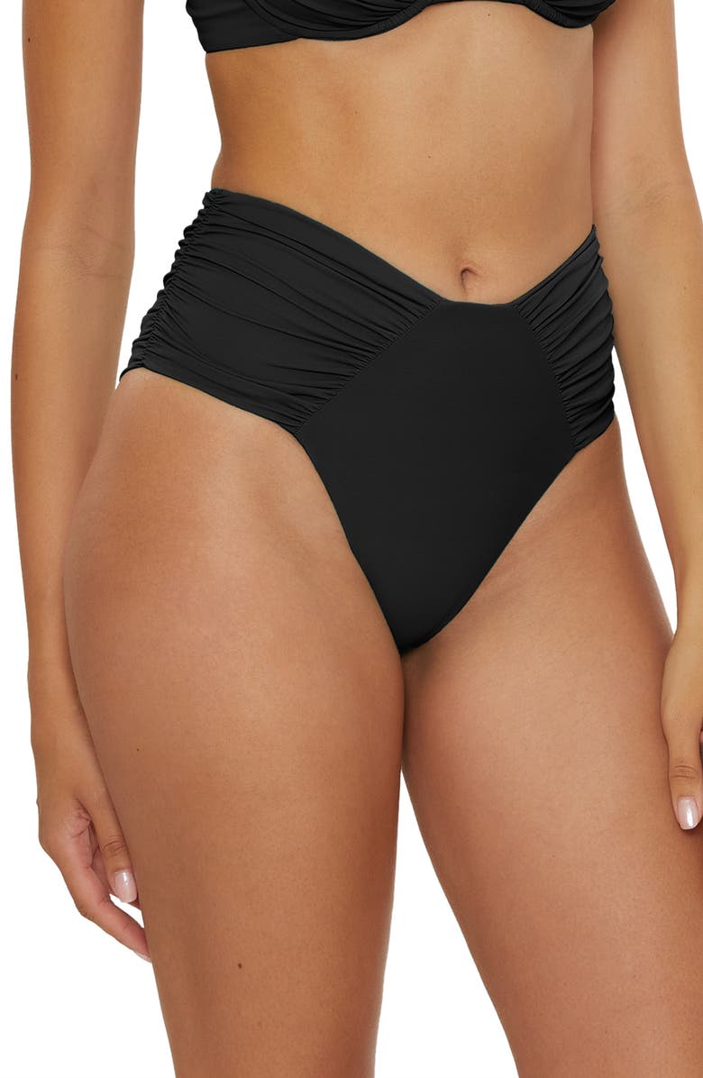 Becca Color Code High Cut Bikini Bottoms, Alternate, color, Black