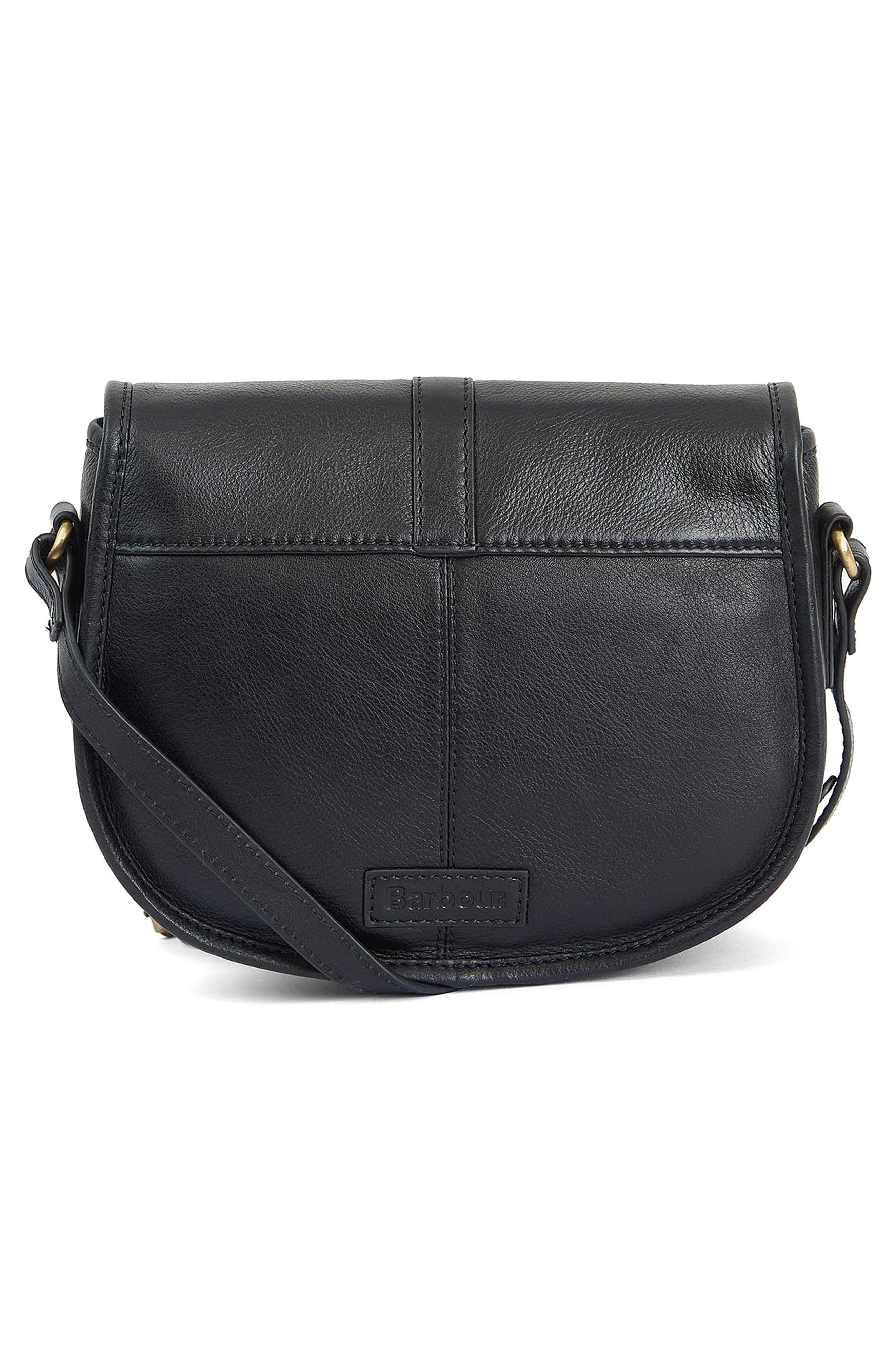 Barbour Laire Medium Leather Saddle Bag, Alternate, color, Black