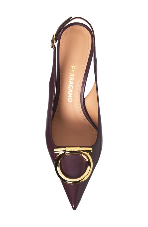 Ferragamo Sara Pointed Toe Slingback Pump In Burgundy
