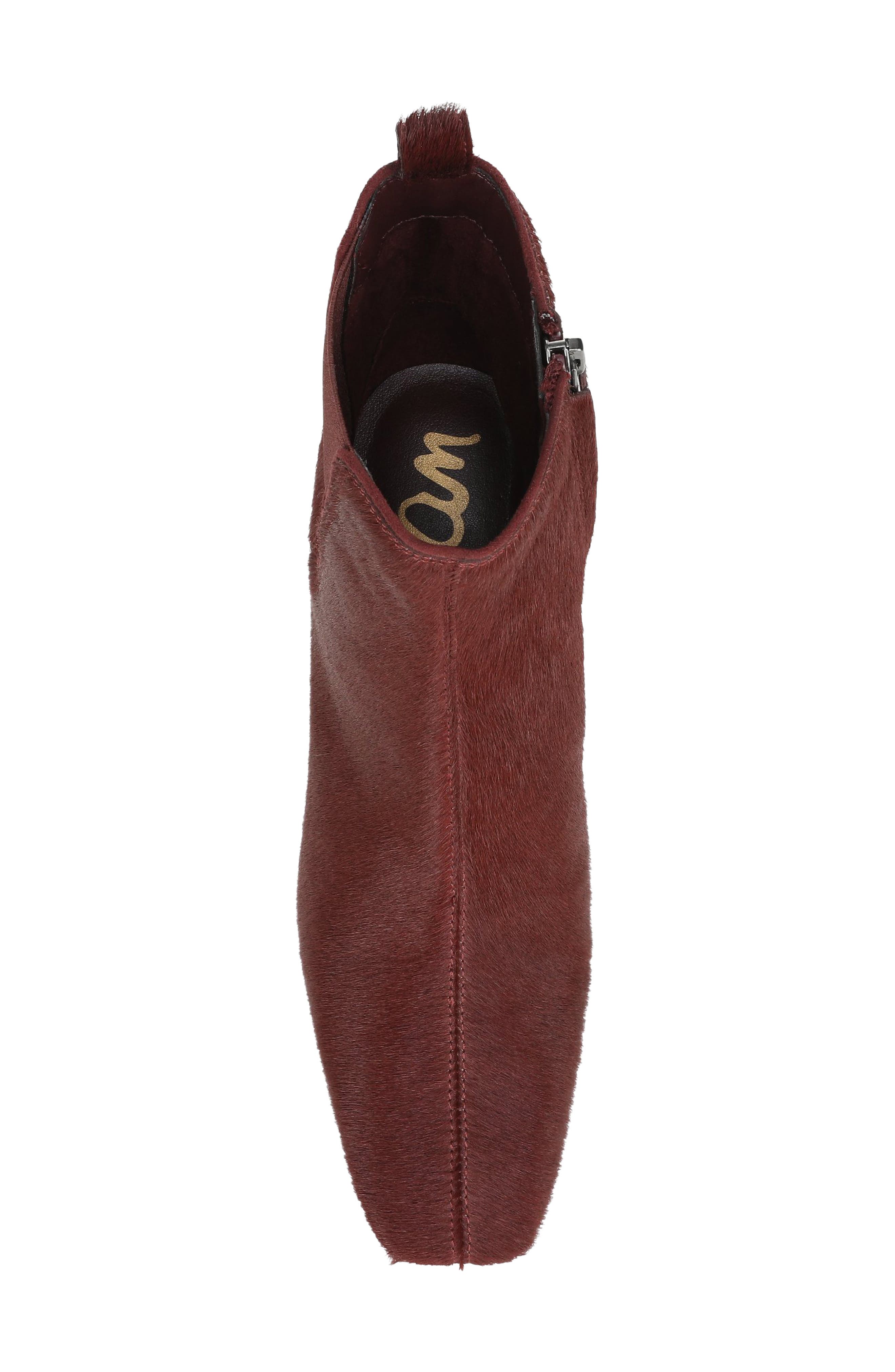 Peony Genuine Calf Hair Bootie, Alternate, color, FRENCH MERLOT CALF HAIR