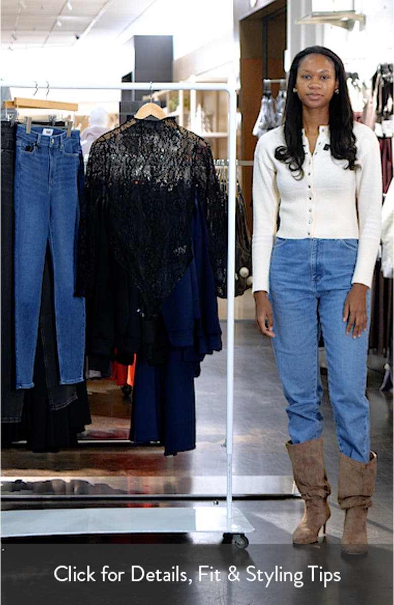 Sheer Lace Mock Neck Long Sleeve Bodysuit, sales video thumbnail