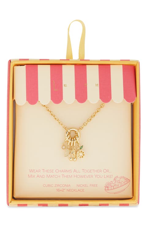 Cubic Zirconia Fruit Charm Necklace