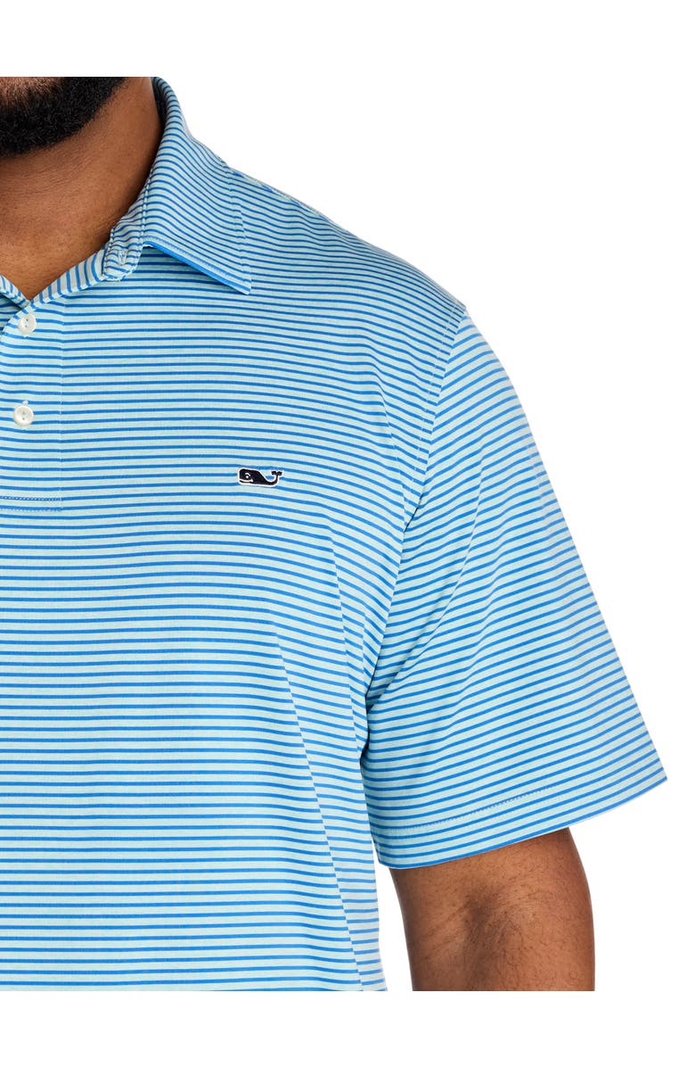 vineyard vines Big & Tall Bradley Stripe Sankaty Performance Polo Shirt, Alternate, color, Aqua Haze Tide Blue