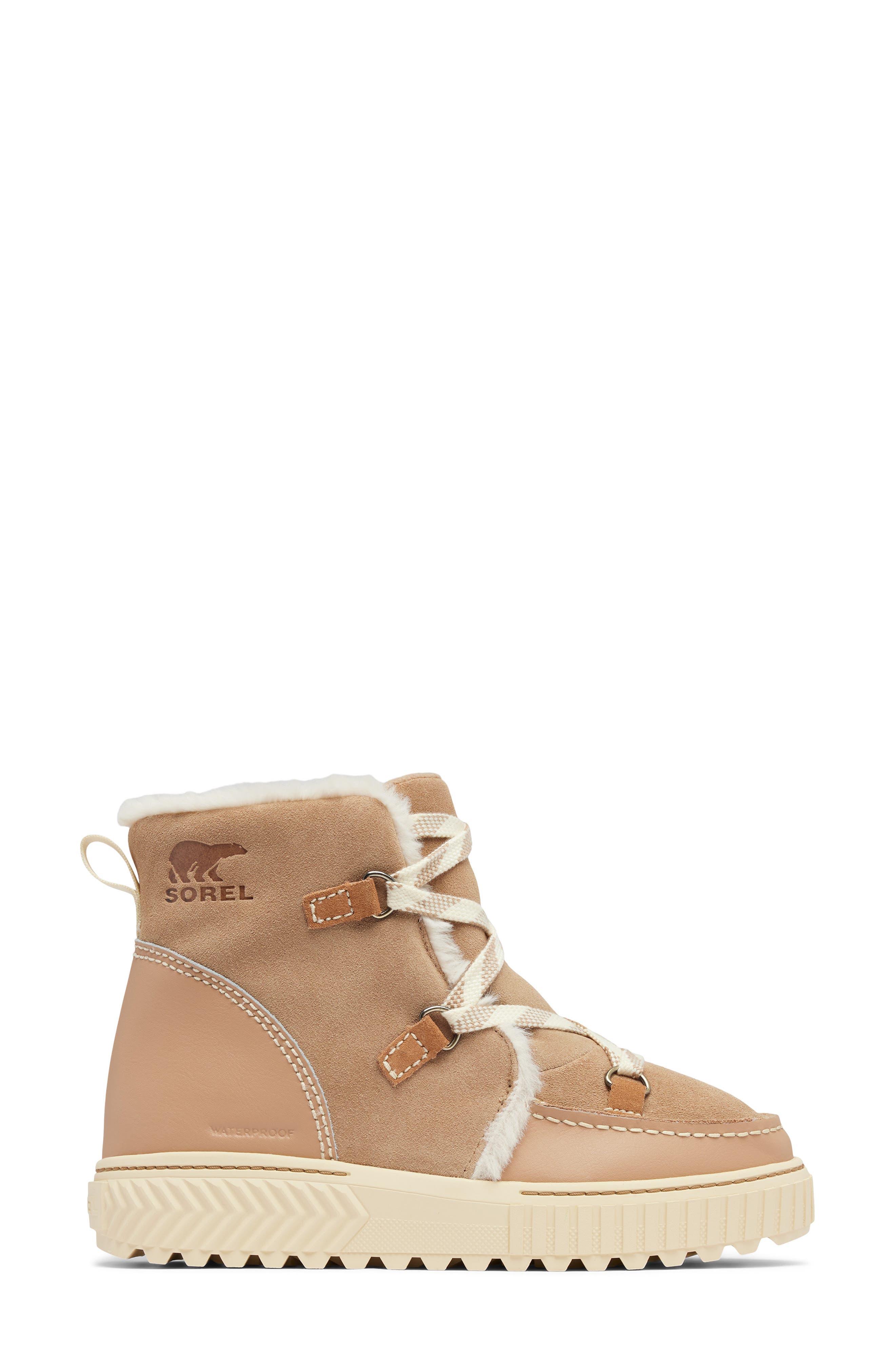 SOREL One Ave<sup
™</sup
 Alpine Faux Fur Trim Waterproof Boot, Alternate, color, Dusty Tan/ Tawny Buff