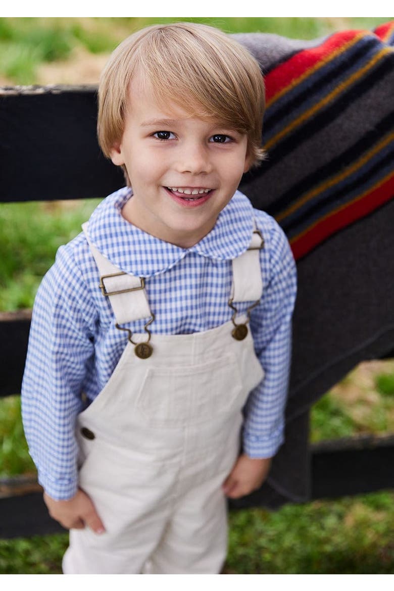 Kids' Gingham Peter Pan Shirt, Alternate, color, Gray Blue Gingham