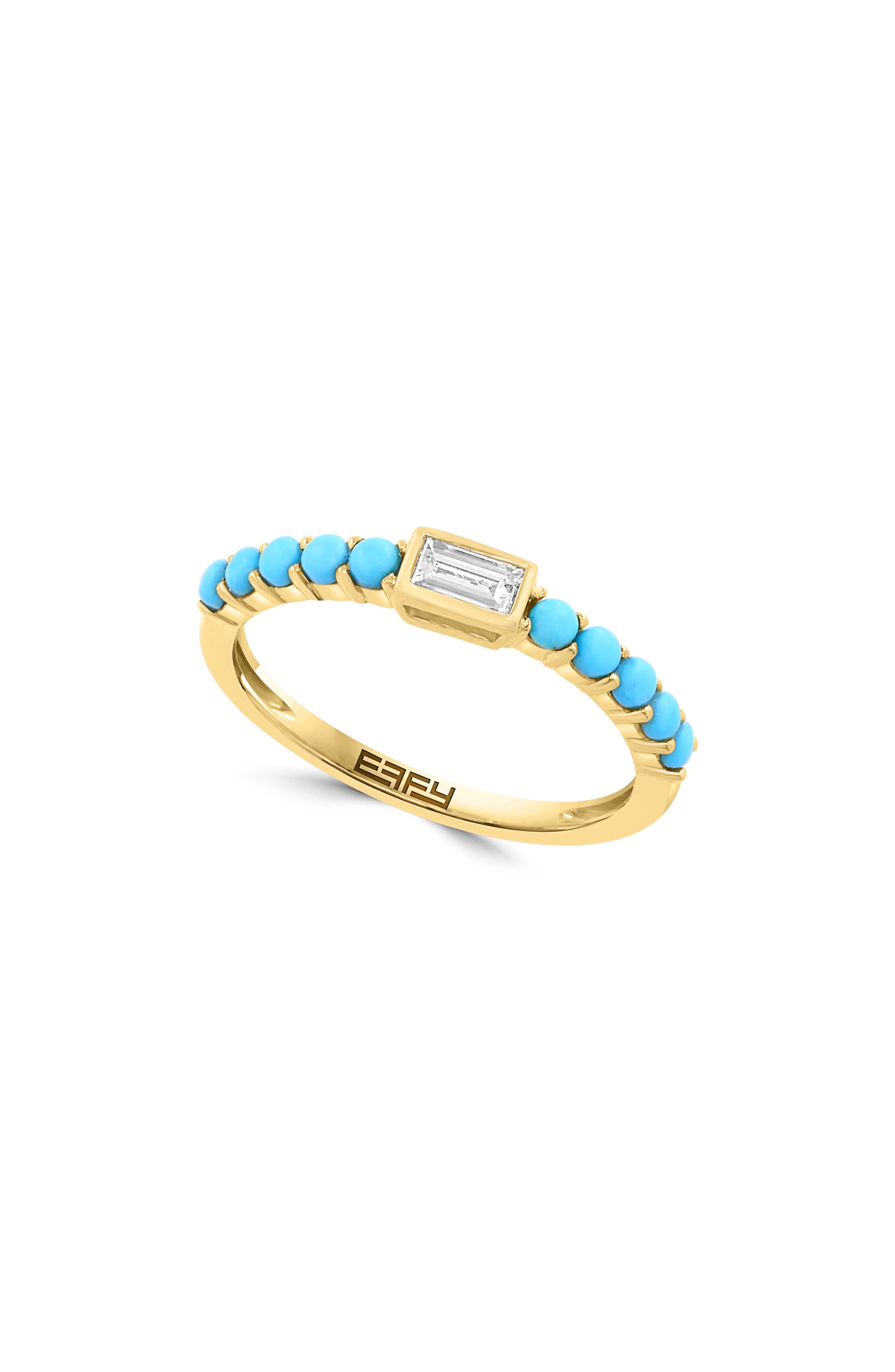 Diamond Baguette Gold Plated Sterling Silver Band