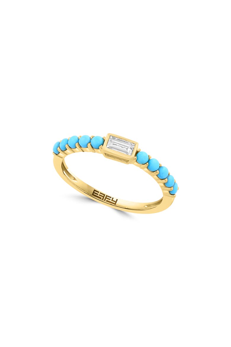Diamond Baguette Gold Plated Sterling Silver Band, Main, color, BLUE
