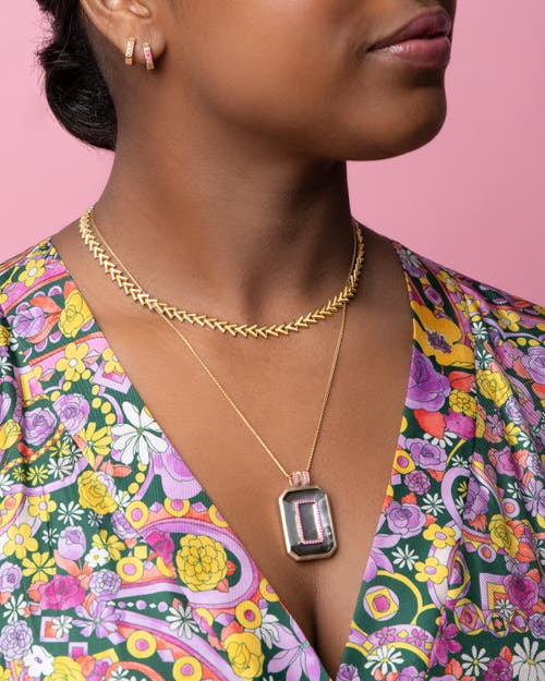 Campbell + Charlotte Spark Emerald Cut Pendant Necklace In Multi