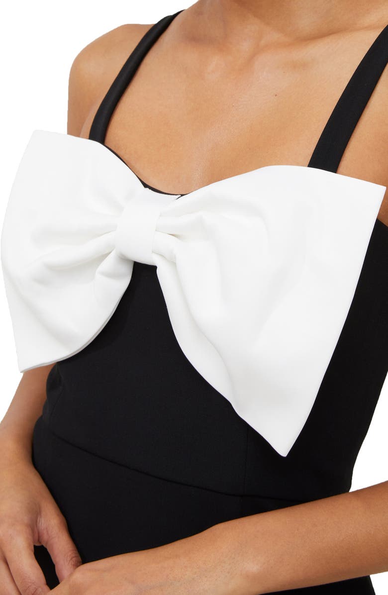 French Connection Whisper Bow Cocktail Dress, Alternate, color, Winter Whi