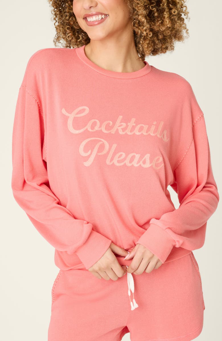 PJ Salvage Paloma Mama Long Sleeve Lounge Top, Alternate, color, Sunset Rose