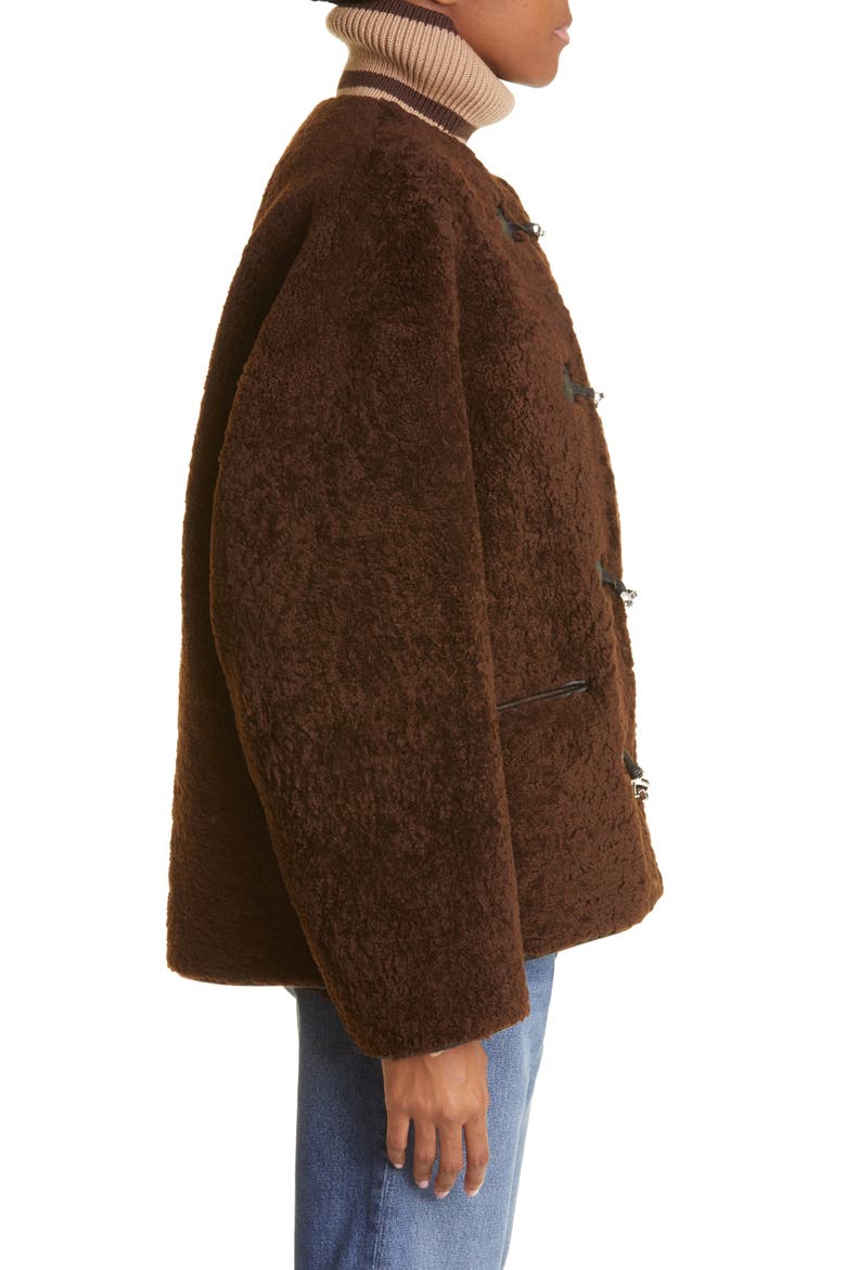 Teddy Genuine Shearling Jacket, Alternate, color, SADDLE BROWN