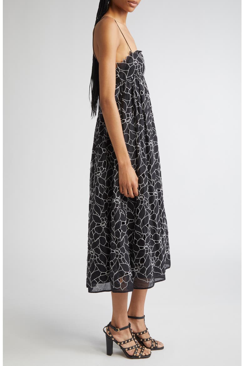 Marina Floral Embroidery Cotton Sundress, Alternate, color, NOIR