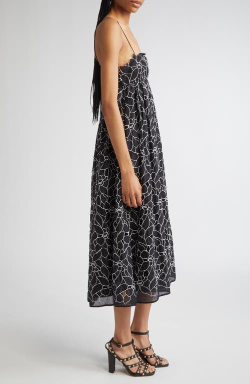 Ulla Johnson Marina Floral Embroidery Cotton Sundress In Black
