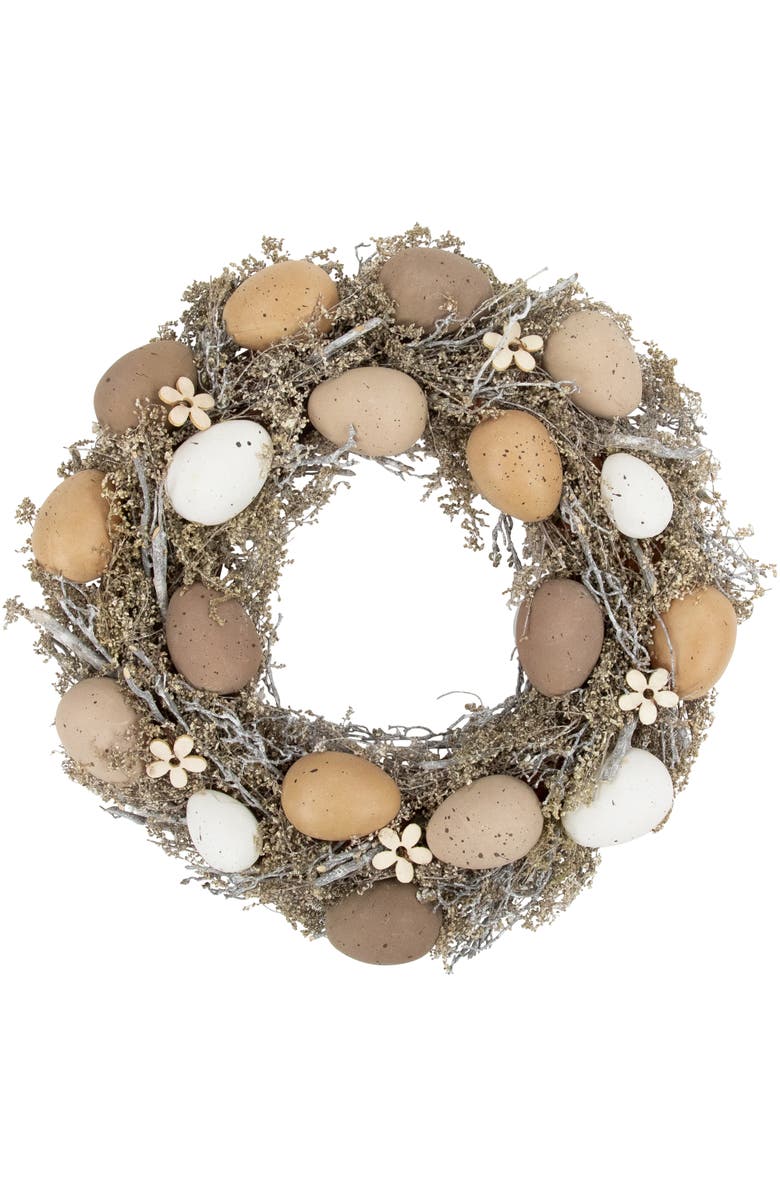 Northlight Neutral Earth Tones Small Speckled Egg Easter Twig Artificial Wreath - 12", Main, color, Brown