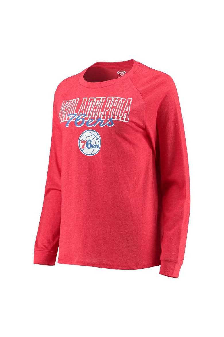 Women's Concepts Sport Heathered Royal/Heathered Red Philadelphia 76ers Raglan Long Sleeve T-Shirt & Shorts Sleep Set, Alternate, color, Heather Royal