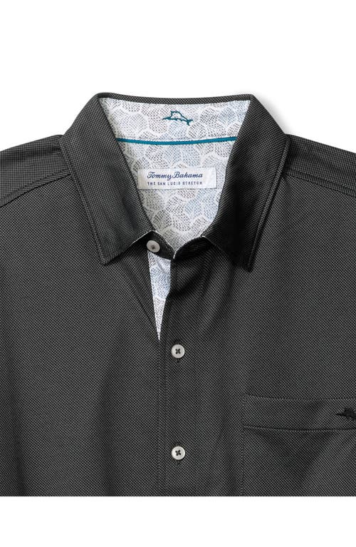 Tommy Bahama San Lucio Tri Leaf Geo Happy Hour Islandzone® Button-up Shirt In Black