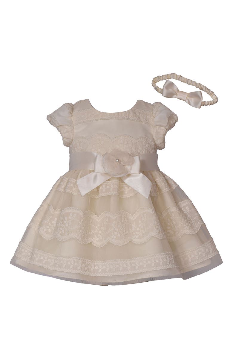 Iris & Ivy Ballerina Lace & Tulle Party Dress, Bloomers & Headband Set, Main, color, Ivory