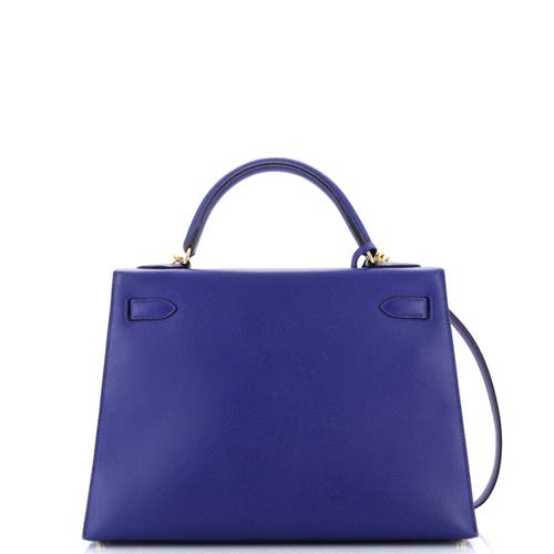 Pre-owned Hermes Hermes Kelly Handbag Blue Epsom With Gold Hardware 32