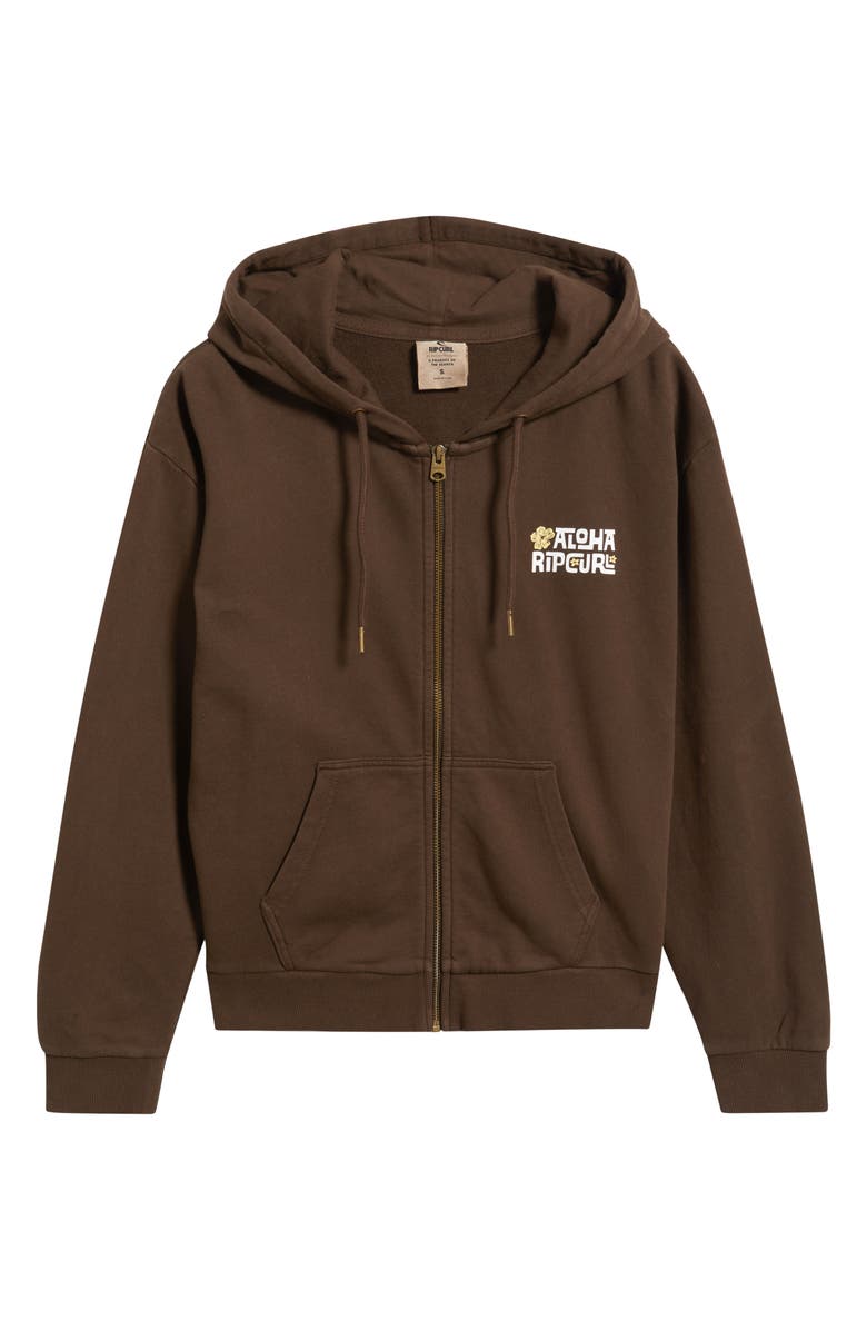 Rip Curl Aloha State Full Zip Relaxed Cotton Hoodie, Main, color, Brown