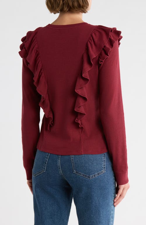 Melrose And Market Ruffle Shoulder Knit Top In Red