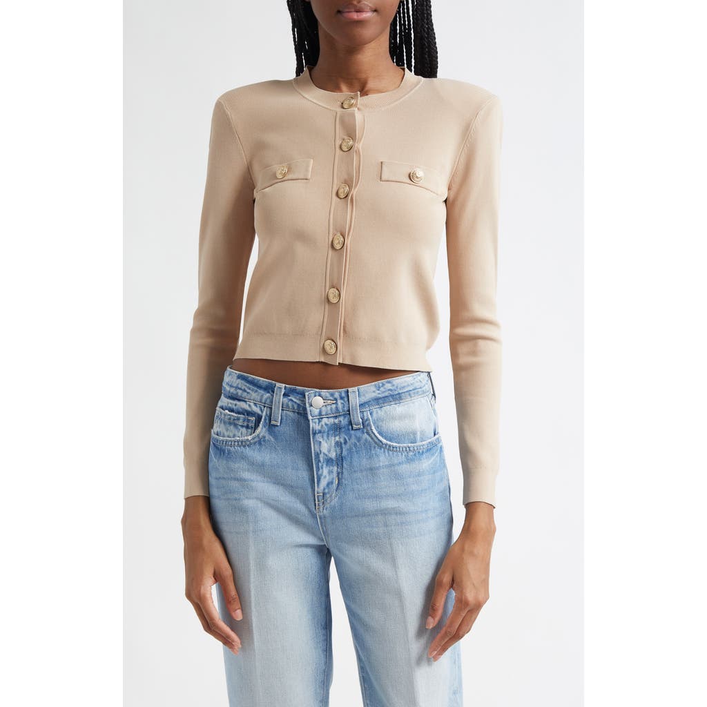 L Agence Toulouse Button-down Cardigan In Almond