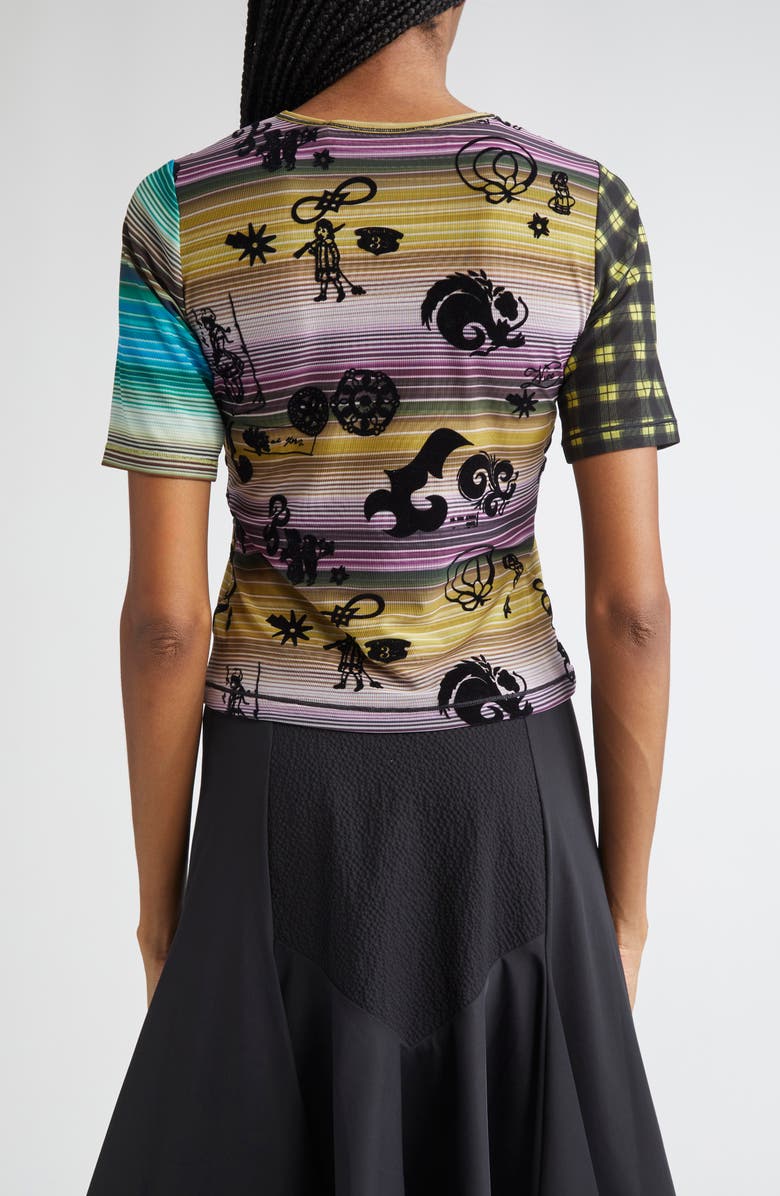 Chopova Lowena Duke Flocked Mesh Top, Alternate, color, 