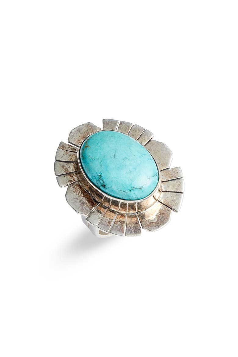Mara Statement Ring, Main, color, SILVER/ TURQUOISE