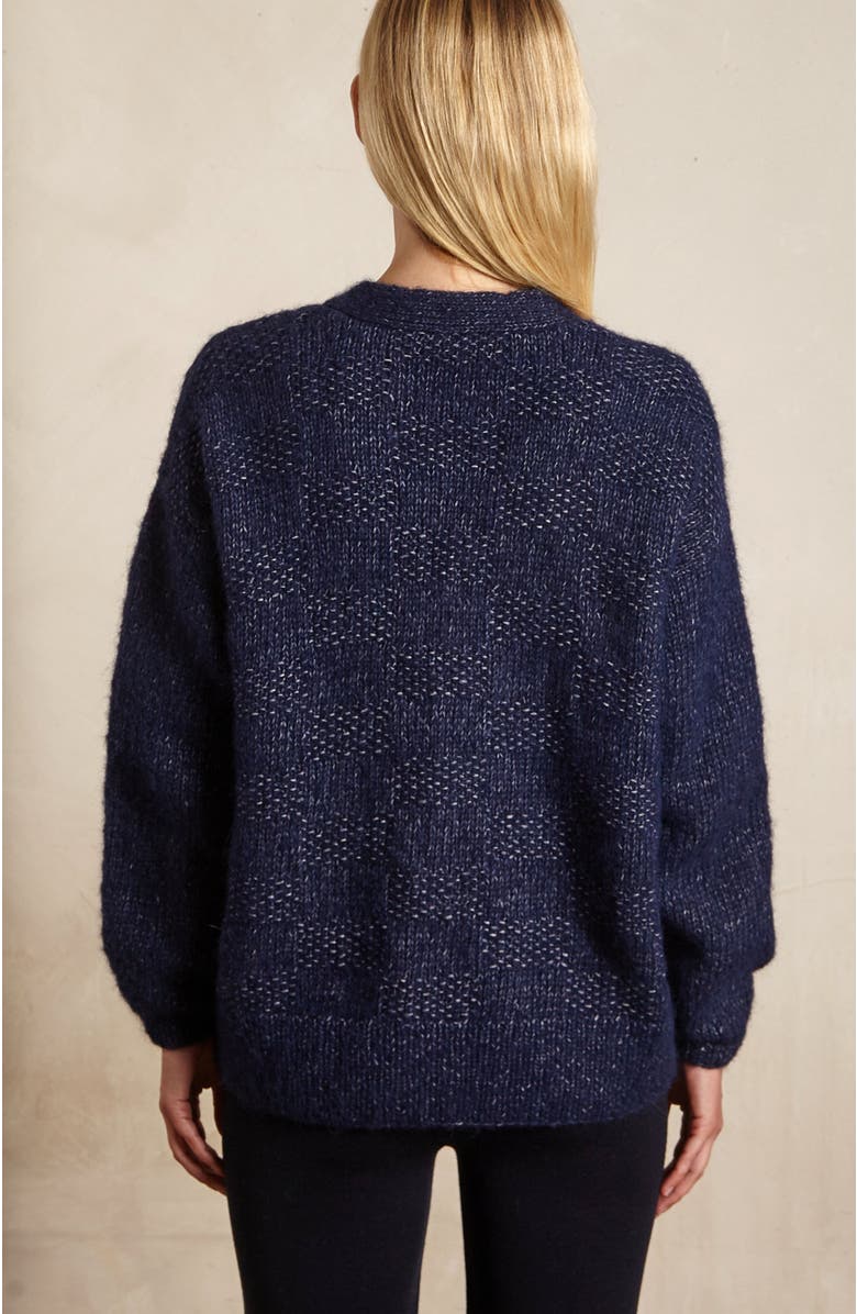 oyun Handknit Basketweave Cardigan, Alternate, color, Navy