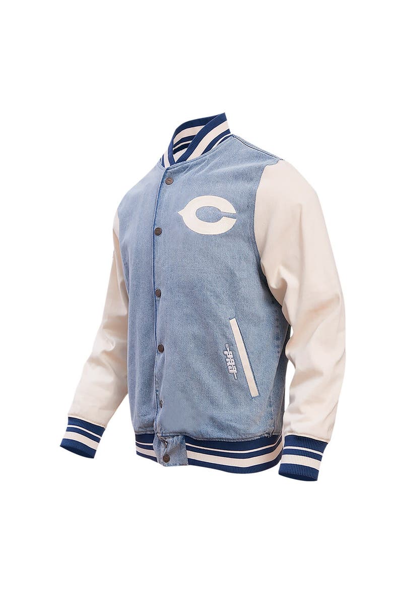PRO STANDARD Men's Pro Standard  Denim Chicago Bears Varsity Blues Full-Snap Varsity Jacket, Alternate, color, 
