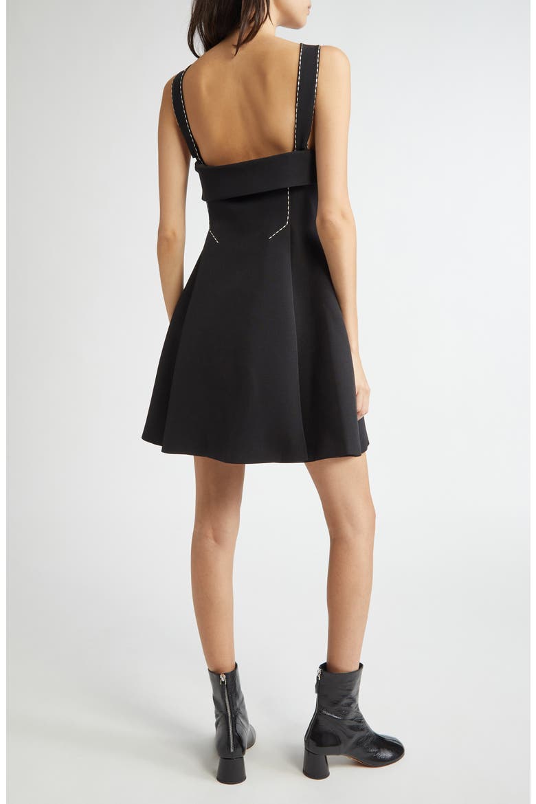 Topstitch Detail Crepe Minidress, Alternate, color, JET BLACK